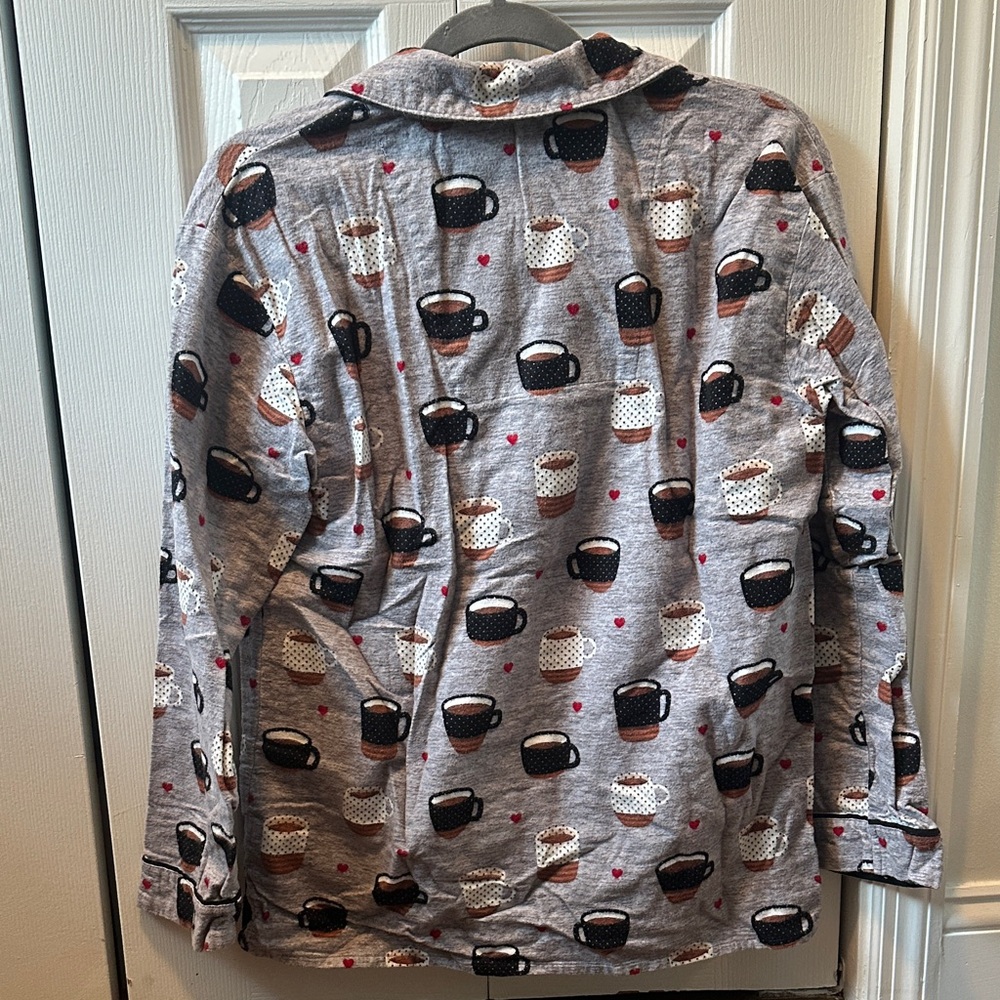 PJ Salvage Coffee Cup Print Flannel Pajama Set - Picture 2 of 3
